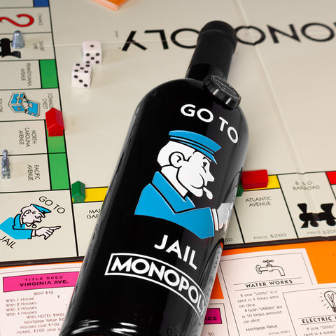 Monopoly Go To Jail Etched Wine