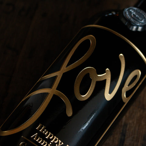 Love 50th Anniversary Custom Etched Wine Bottle