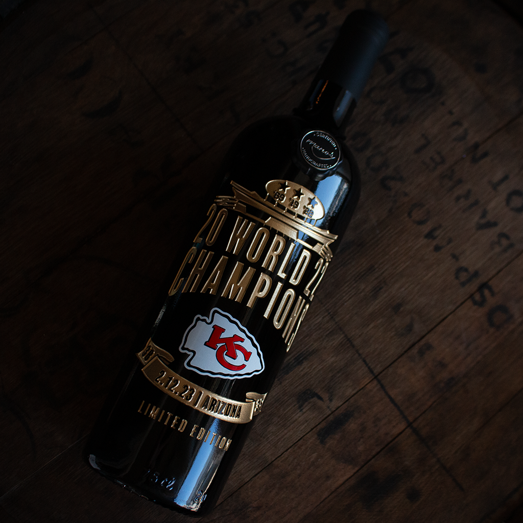2022 Chiefs World Champions Stadium Etched Wine