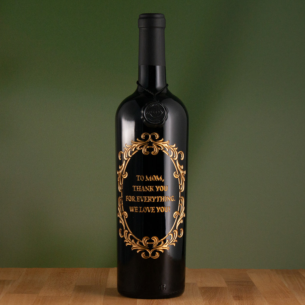 Ornate Oval Frame Custom Etched Wine