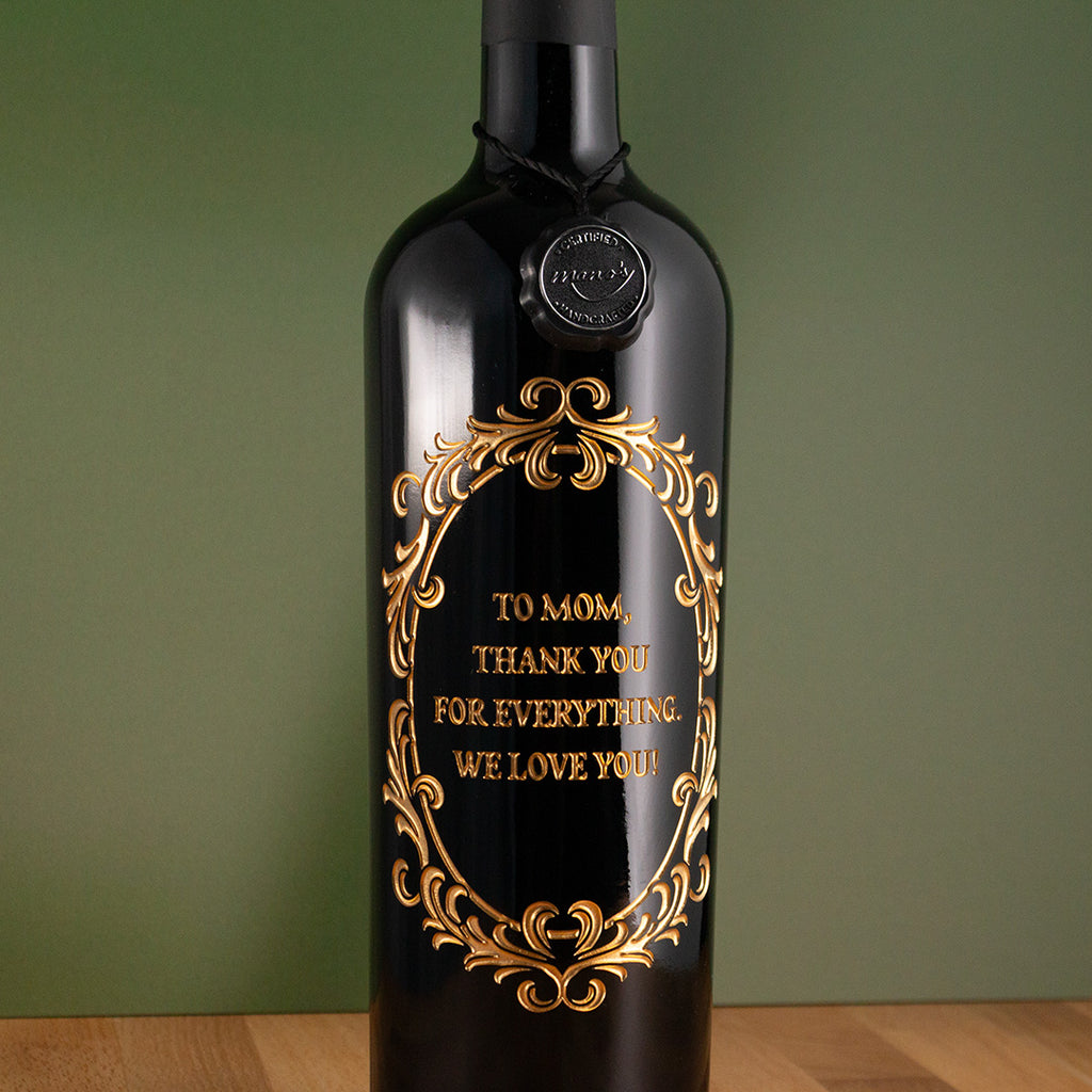 Ornate Oval Frame Custom Etched Wine