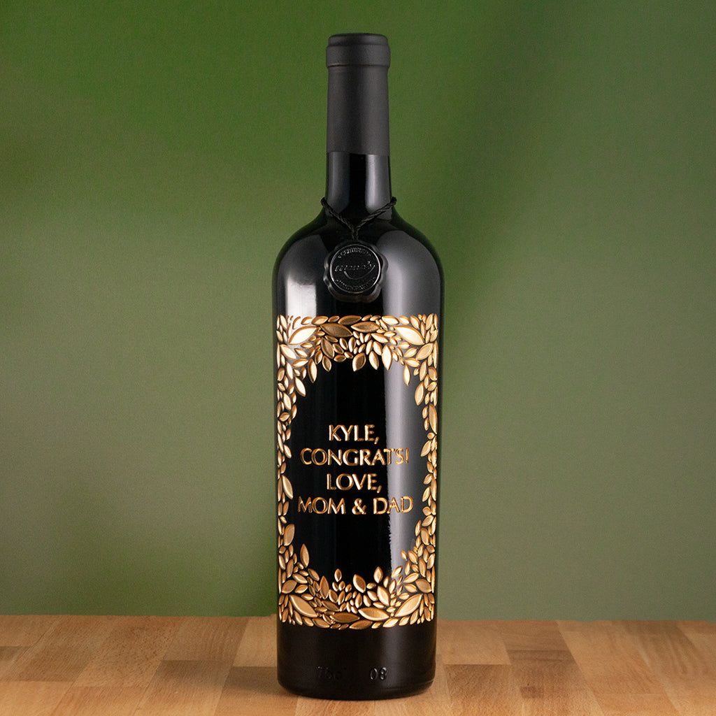 Oval Leaf Custom Etched Wine
