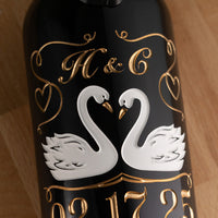 Love Birds Custom Wedding Etched Wine