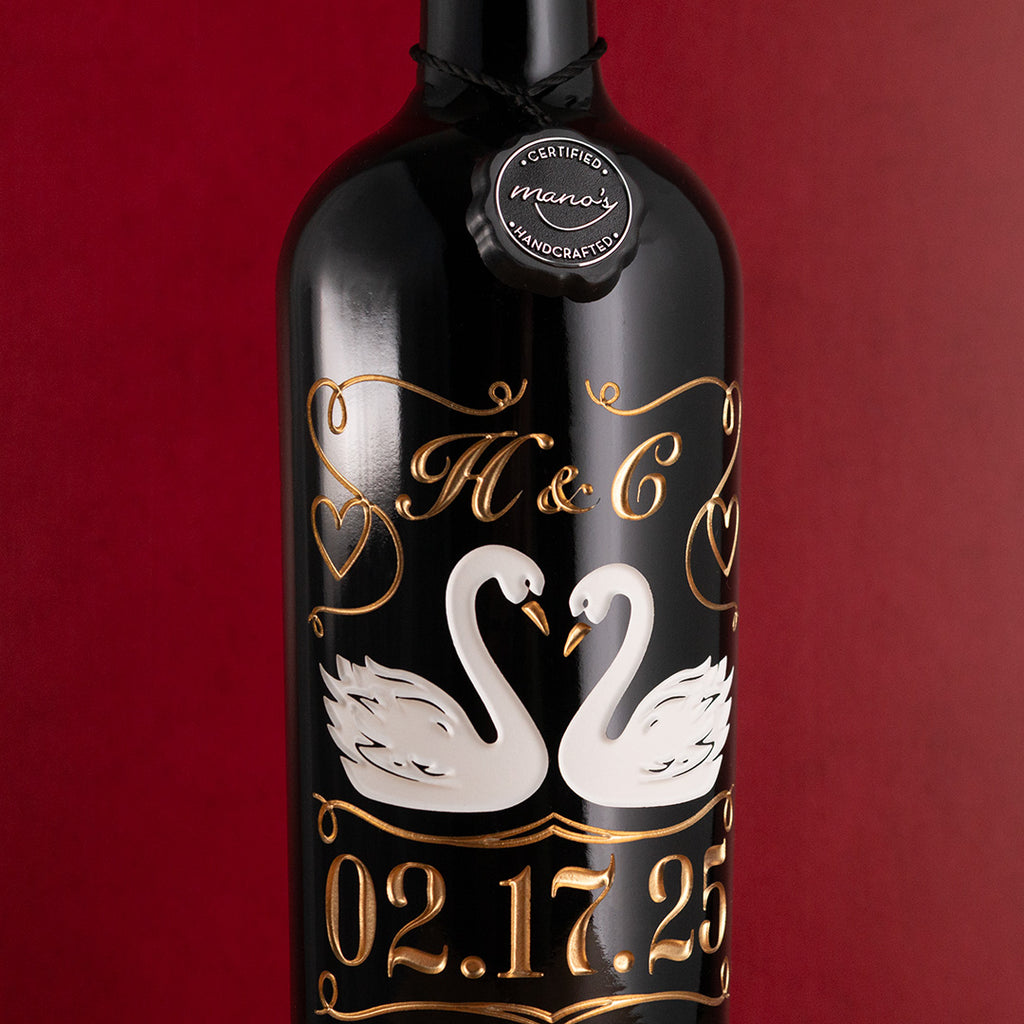 Love Birds Custom Wedding Etched Wine