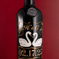Love Birds Custom Wedding Etched Wine