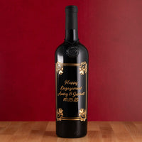Floral Frame Custom Etched Wine