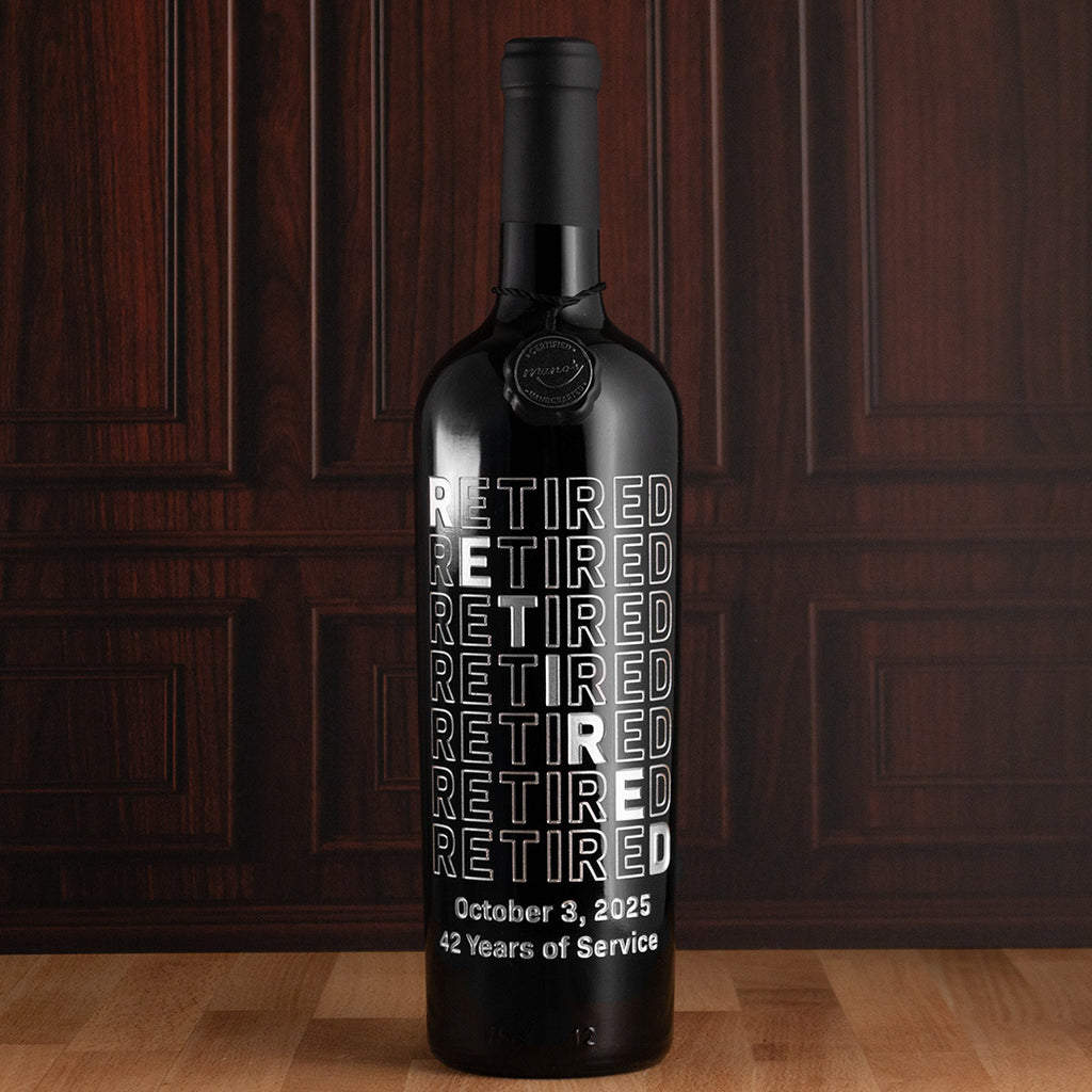 Retired on Repeat Custom Etched Wine