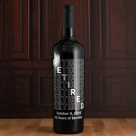 Retired on Repeat Custom Etched Wine