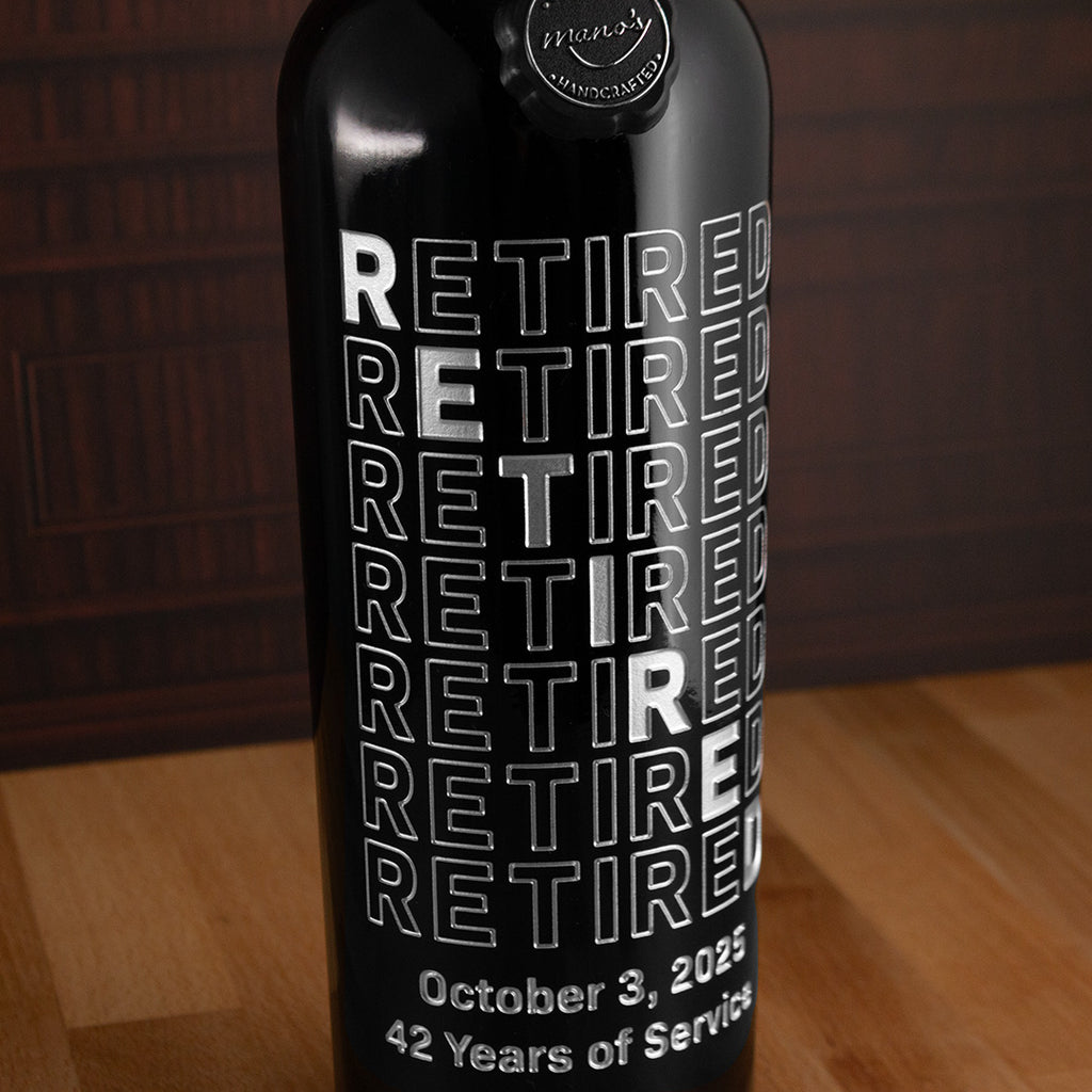 Retired on Repeat Custom Etched Wine