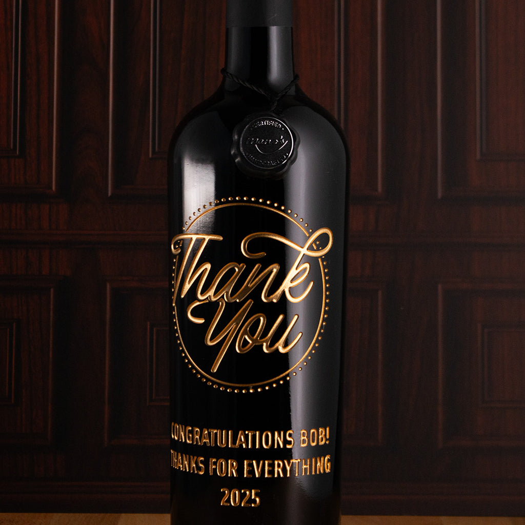 Custom Thank You Message Etched Wine