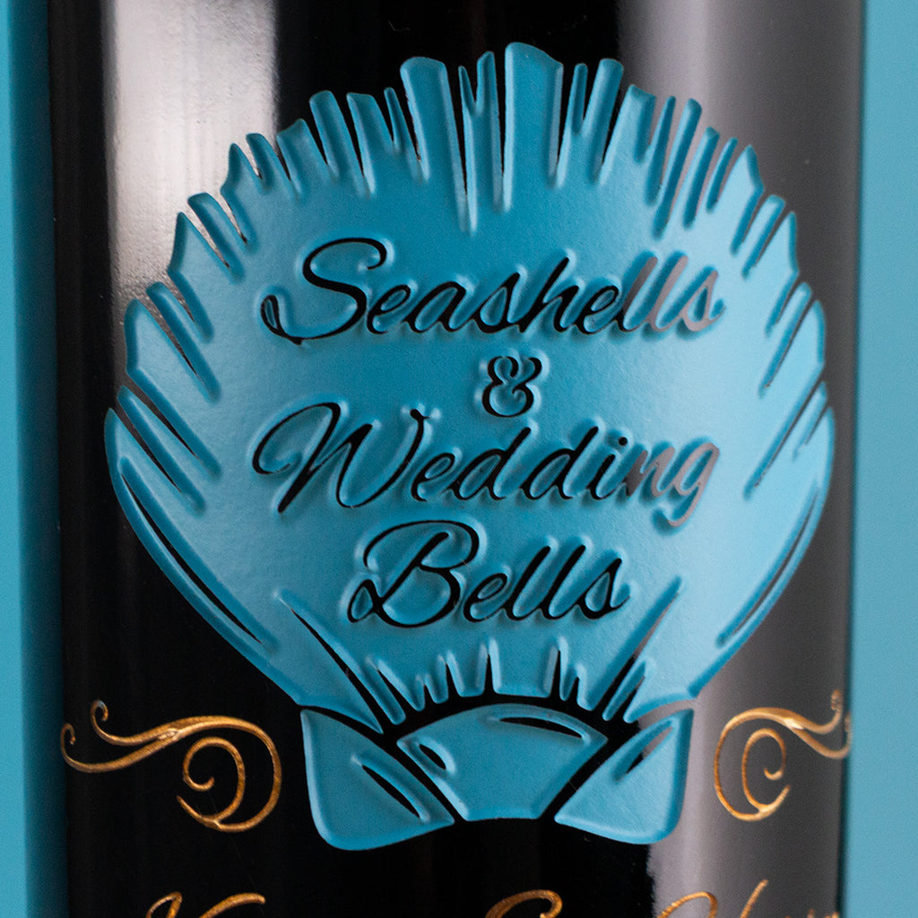 Seashells & Wedding Bells Custom Etched Wine