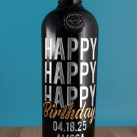 Happy Happy Happy Birthday Script Custom Etched Wine