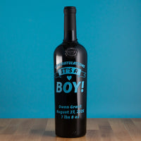 It's a Boy Banner Custom Etched Wine