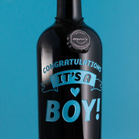 It's a Boy Banner Custom Etched Wine
