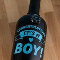 It's a Boy Banner Custom Etched Wine