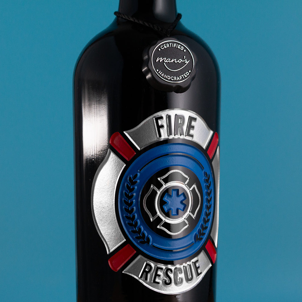 Custom Firefighter Badge Etched Wine
