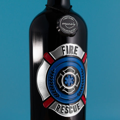 Custom Firefighter Badge Etched Wine