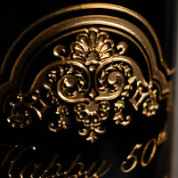 Gold 50th Anniversary Classic Frame Custom Etched Wine Bottle