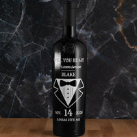 Custom Wedding Tuxedo Etched Wine