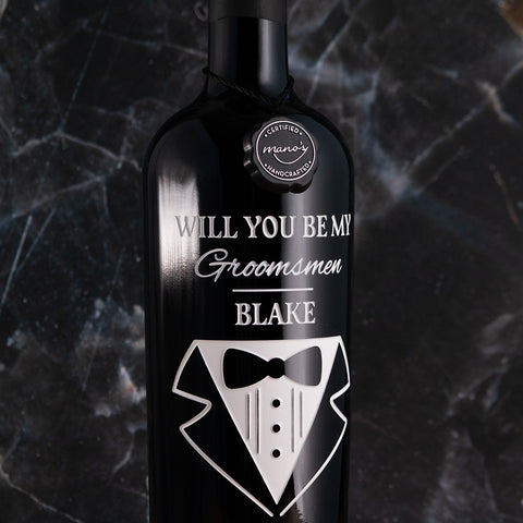 Custom Wedding Tuxedo Etched Wine