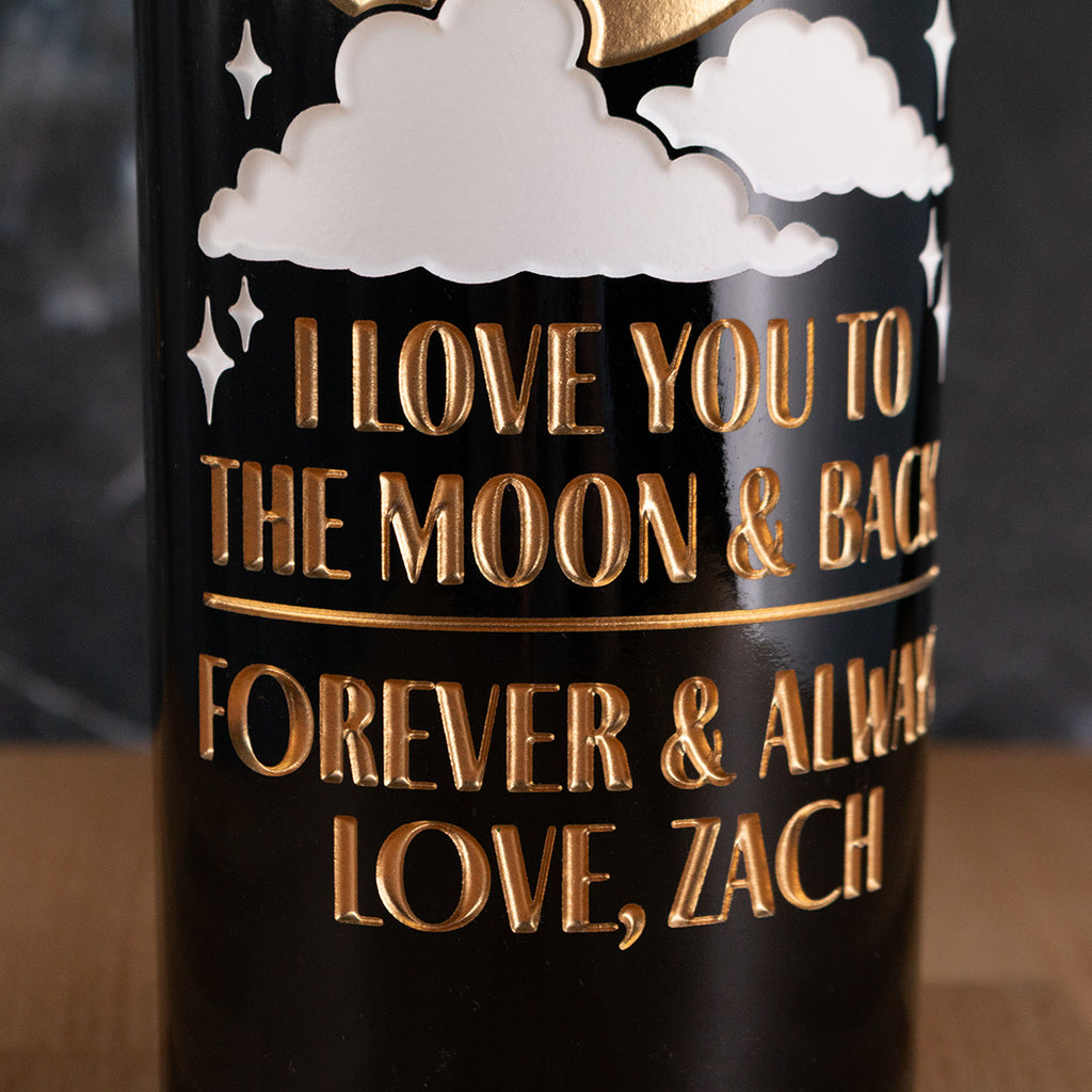 I Love You to the Moon and Back Custom Etched Wine