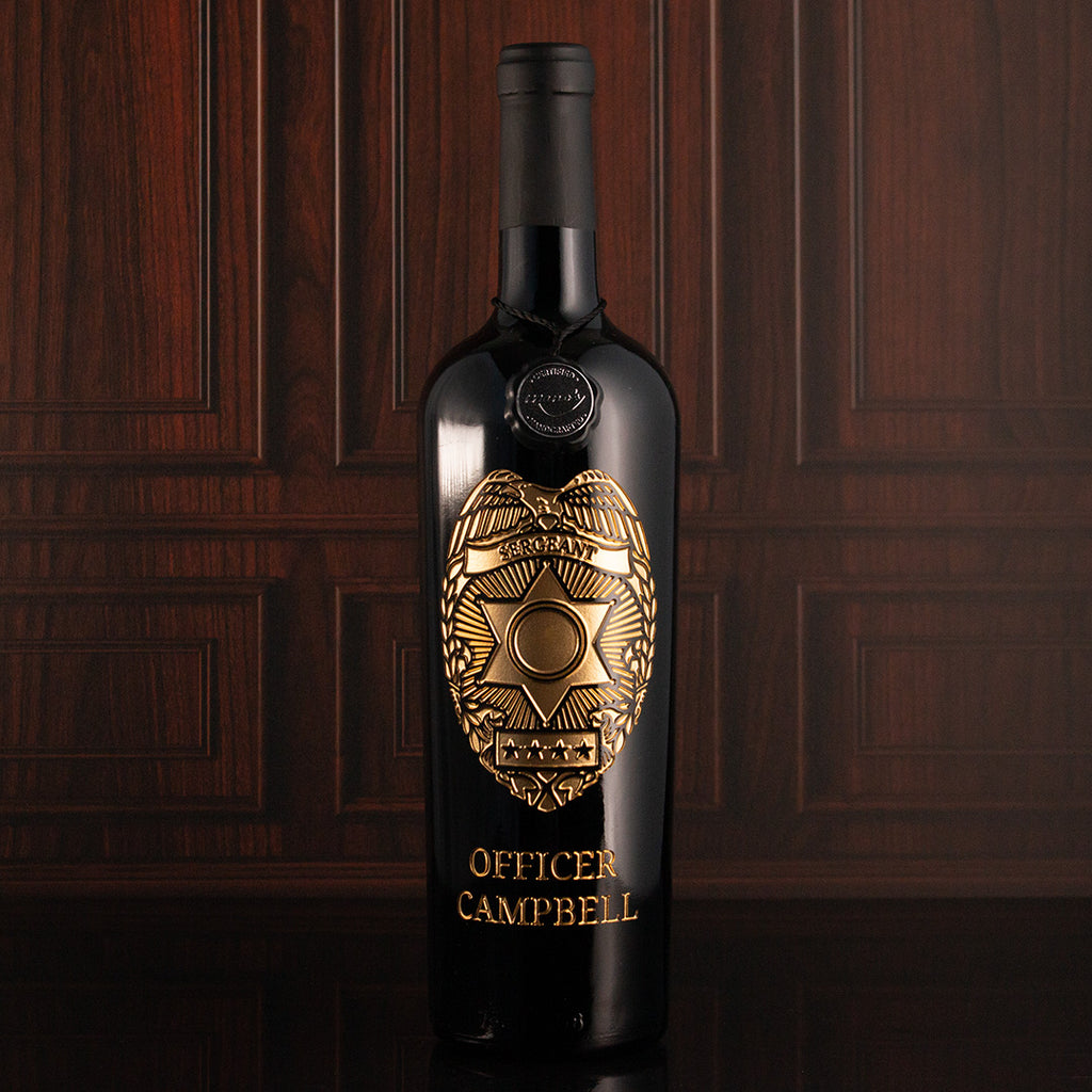 Custom Police Badge Etched Wine