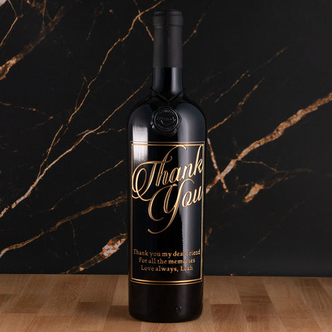 Thank You Script Custom Etched Wine