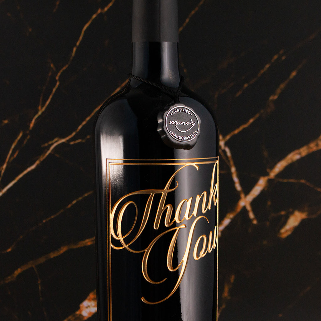 Thank You Script Custom Etched Wine