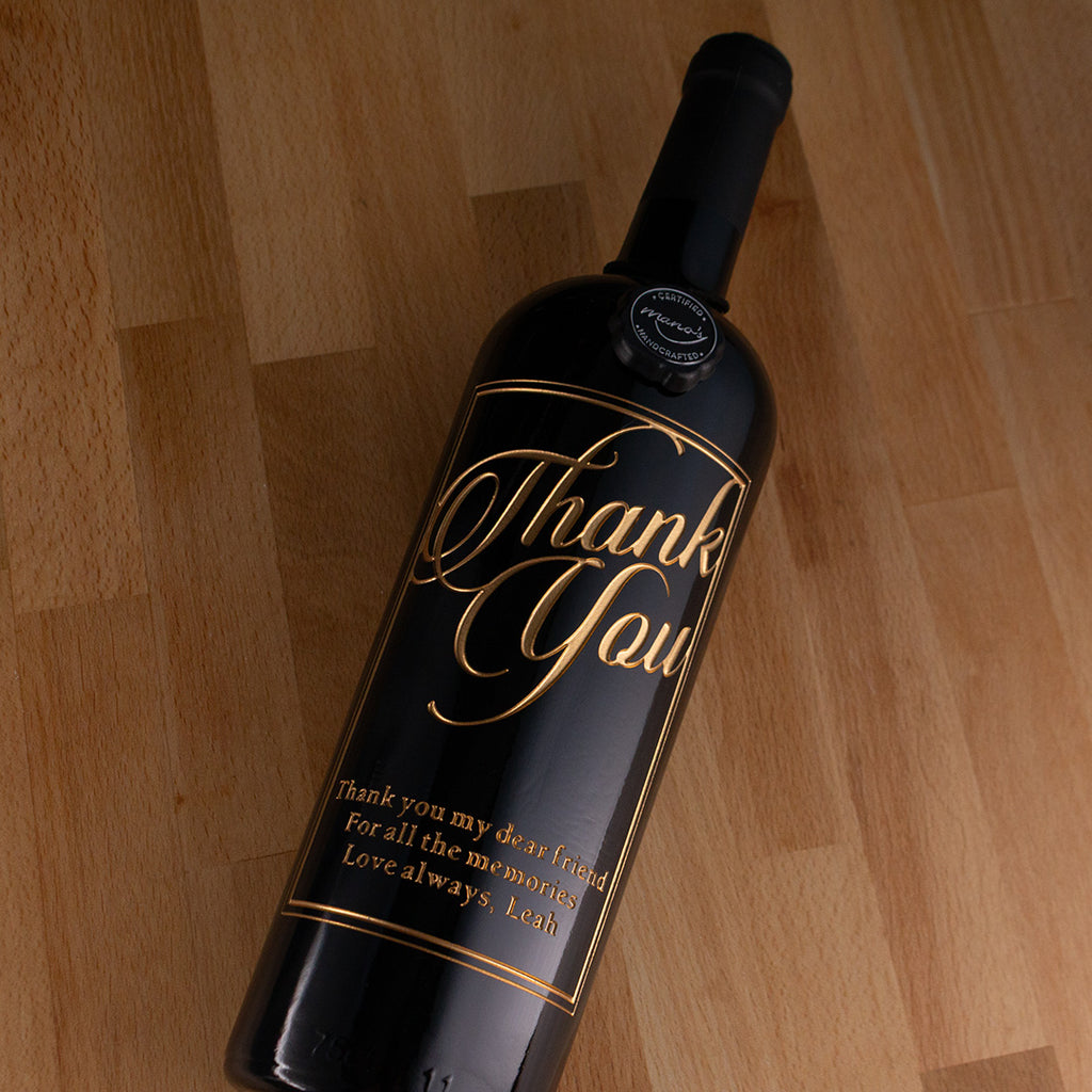 Thank You Script Custom Etched Wine
