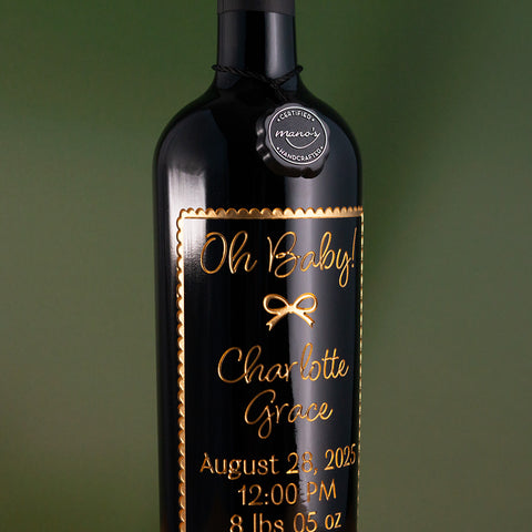 Oh Baby! Birth Announcement Custom Etched Wine