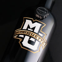 Marquette University Logo Etched Wine Bottle