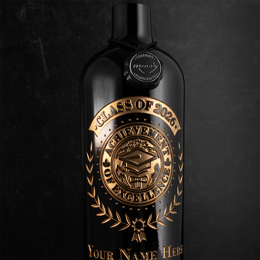 Custom Graduation Laurel Etched Wine