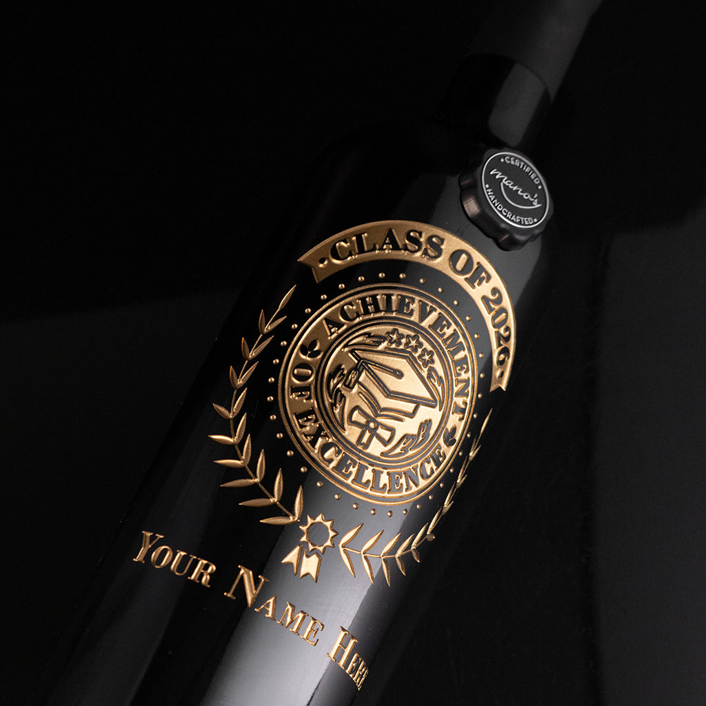 Custom Graduation Laurel Etched Wine