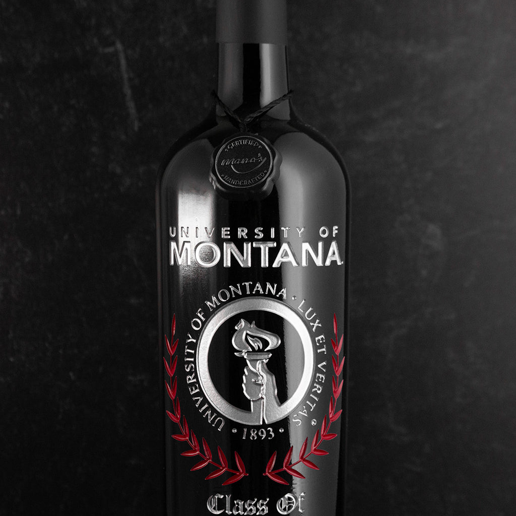 University of Montana Custom Alumni Etched Wine