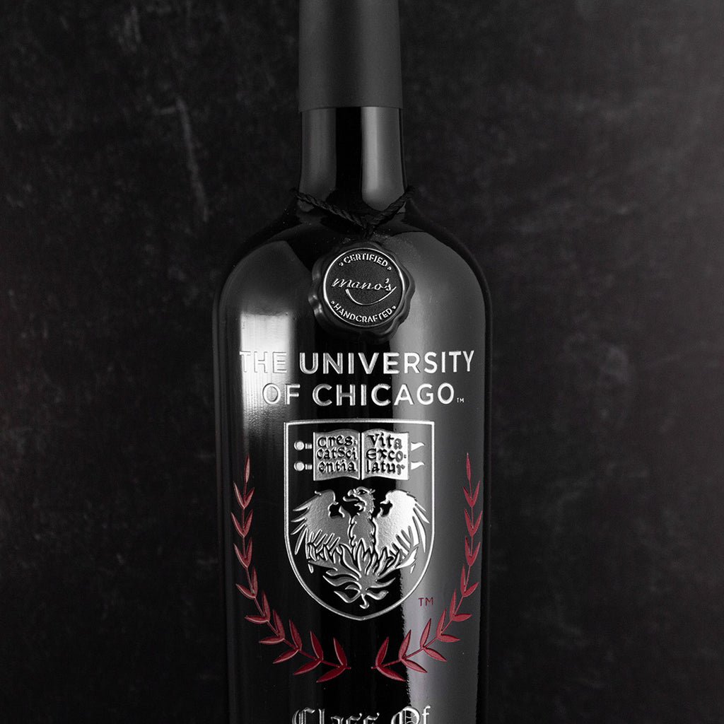 University of Chicago Custom Alumni Etched Wine