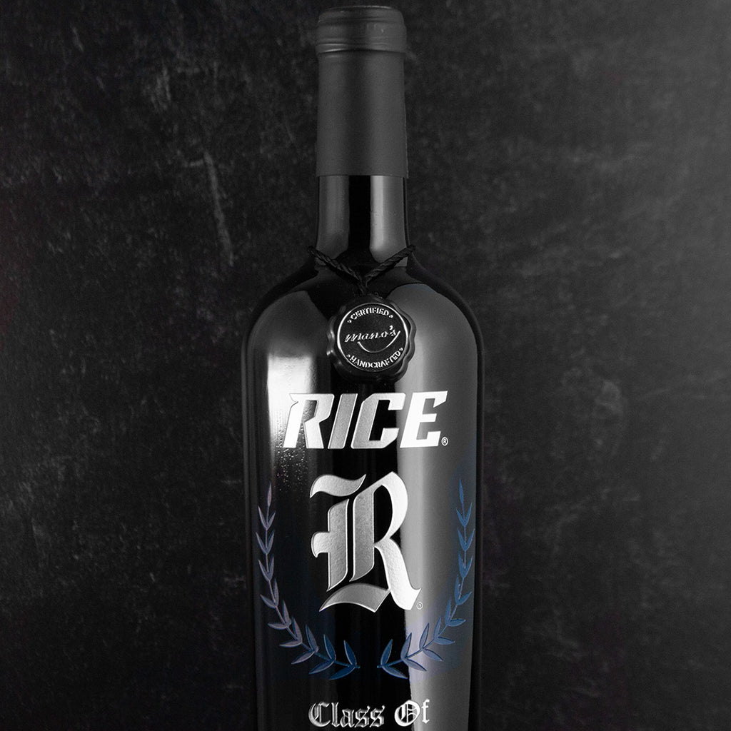 Rice University Custom Alumni Etched Wine