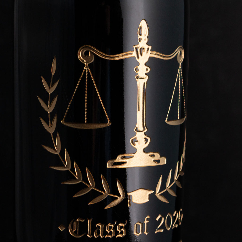 Law School Graduation Etched Wine Bottle