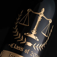 Law School Graduation Etched Wine Bottle