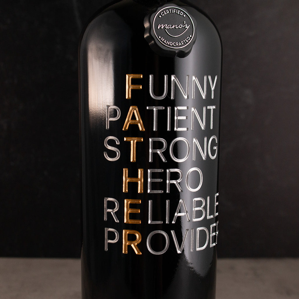 Father's Day Words Etched Wine