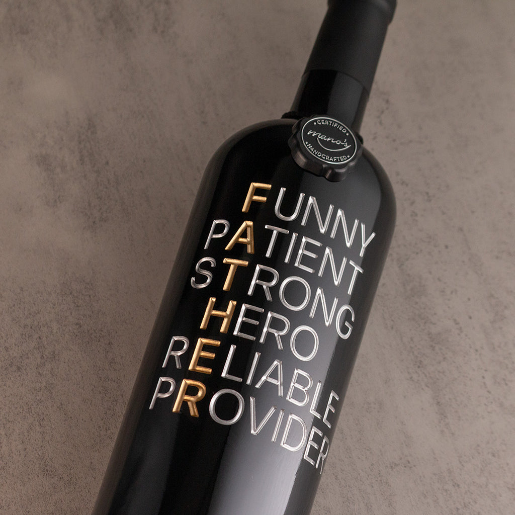 Father's Day Words Etched Wine