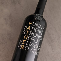 Father's Day Words Etched Wine