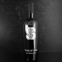 NC State Logo Custom Name Etched Wine