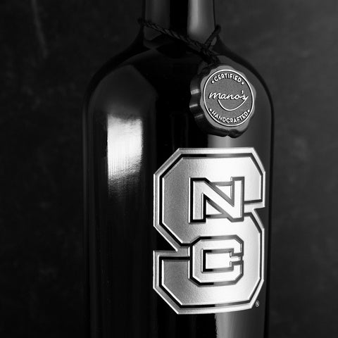 NC State Logo Custom Name Etched Wine