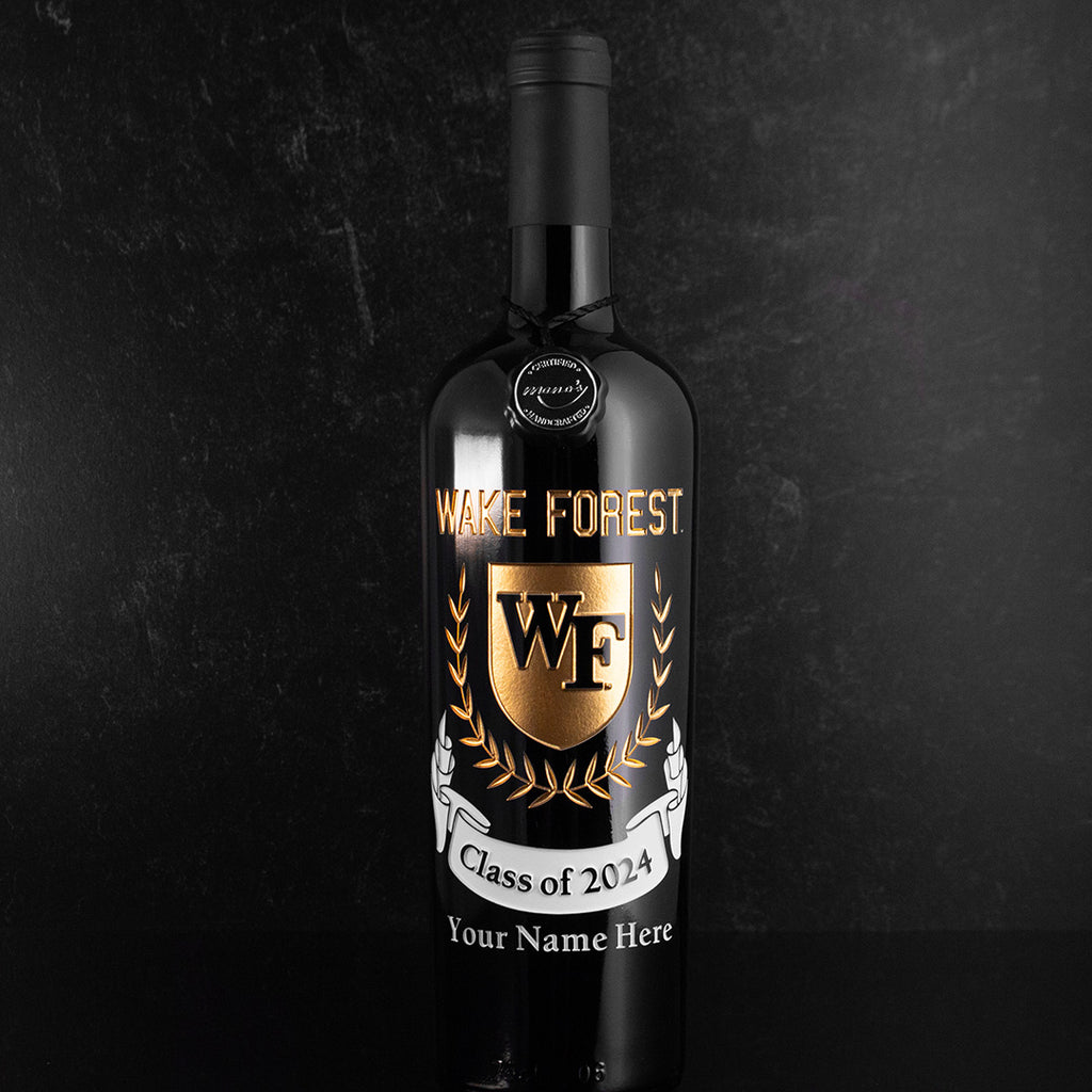 Wake Forest University Custom Alumni Etched Wine Bottle