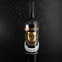 Wake Forest University Custom Alumni Etched Wine Bottle