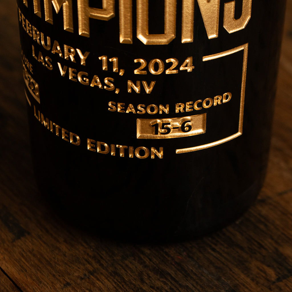 Chiefs 2023 Champions Etched Wine Bottle