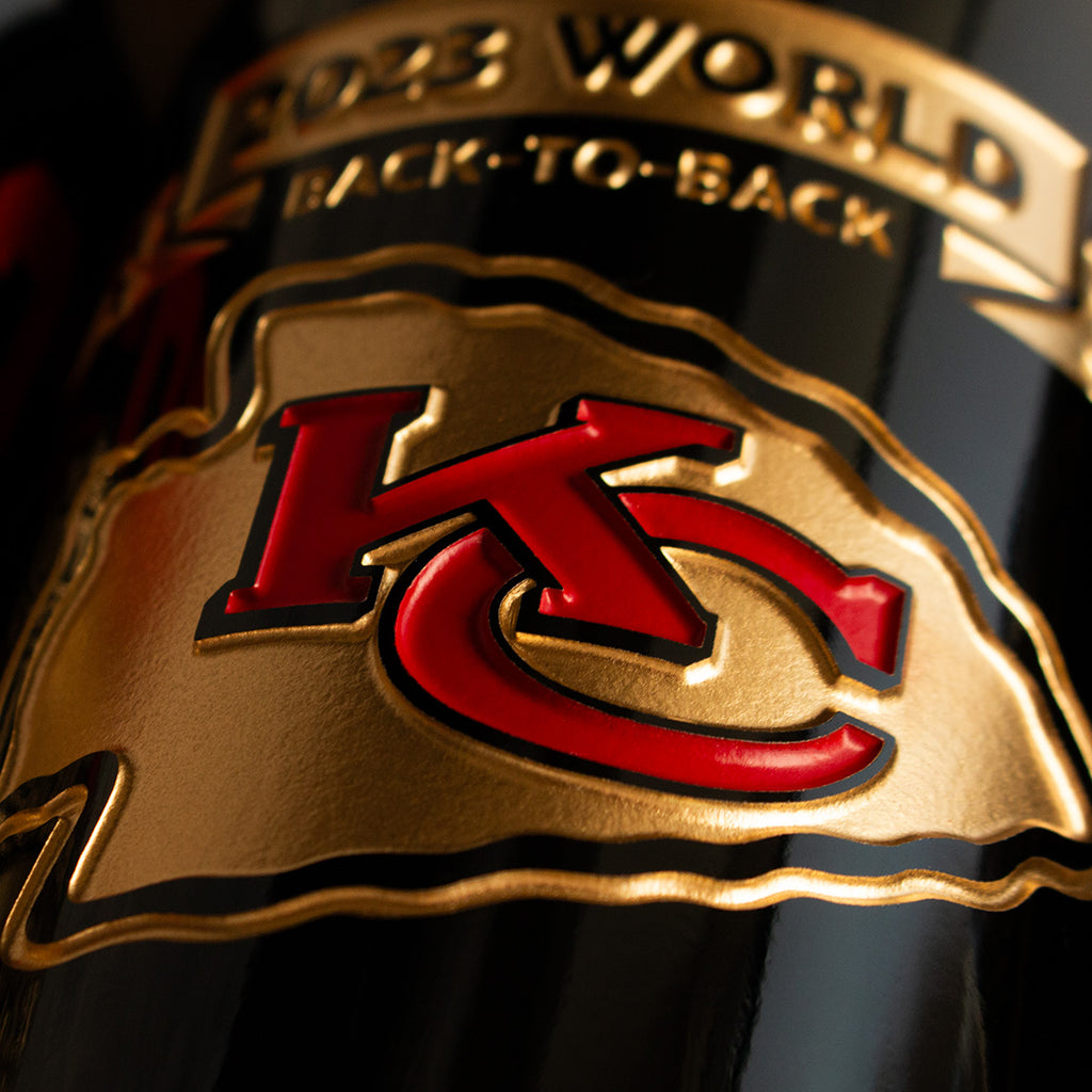 Chiefs 2023 Champions Etched Wine Bottle