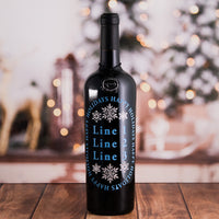 Happy Holidays Snowflake Custom Etched Wine Bottle