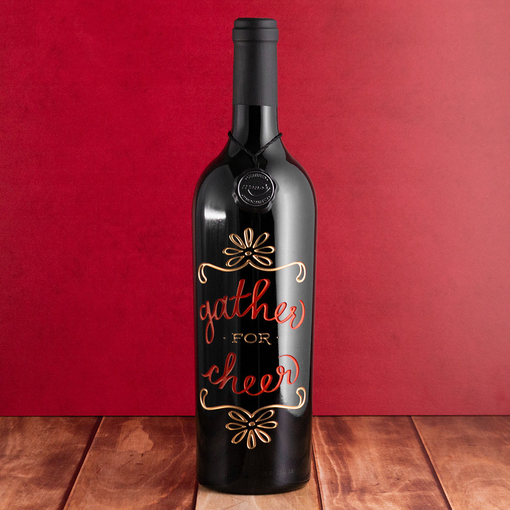 Gather for Cheer Etched Wine