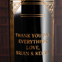 Custom Text Gold Frame Etched Wine Bottle